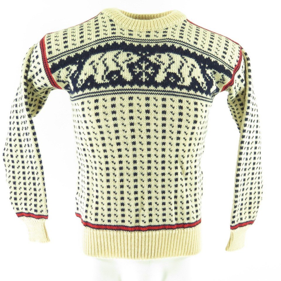 Vintage 80s LL Bean Pure New Wool Polar Bear Winter Sweater Mens M | The  Clothing Vault