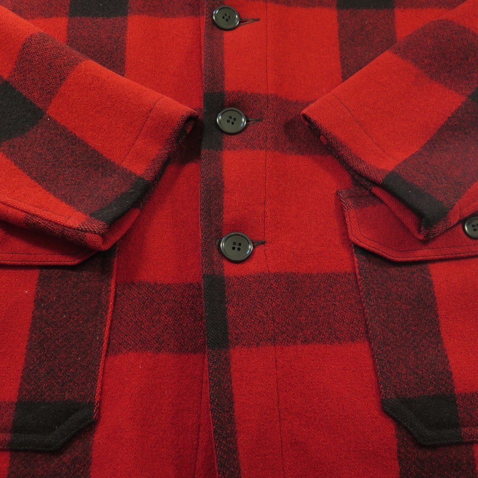 Vintage 30s J.O. Ballard Hunting Jacket Malone Plaid Red Wool Coat 44 ...