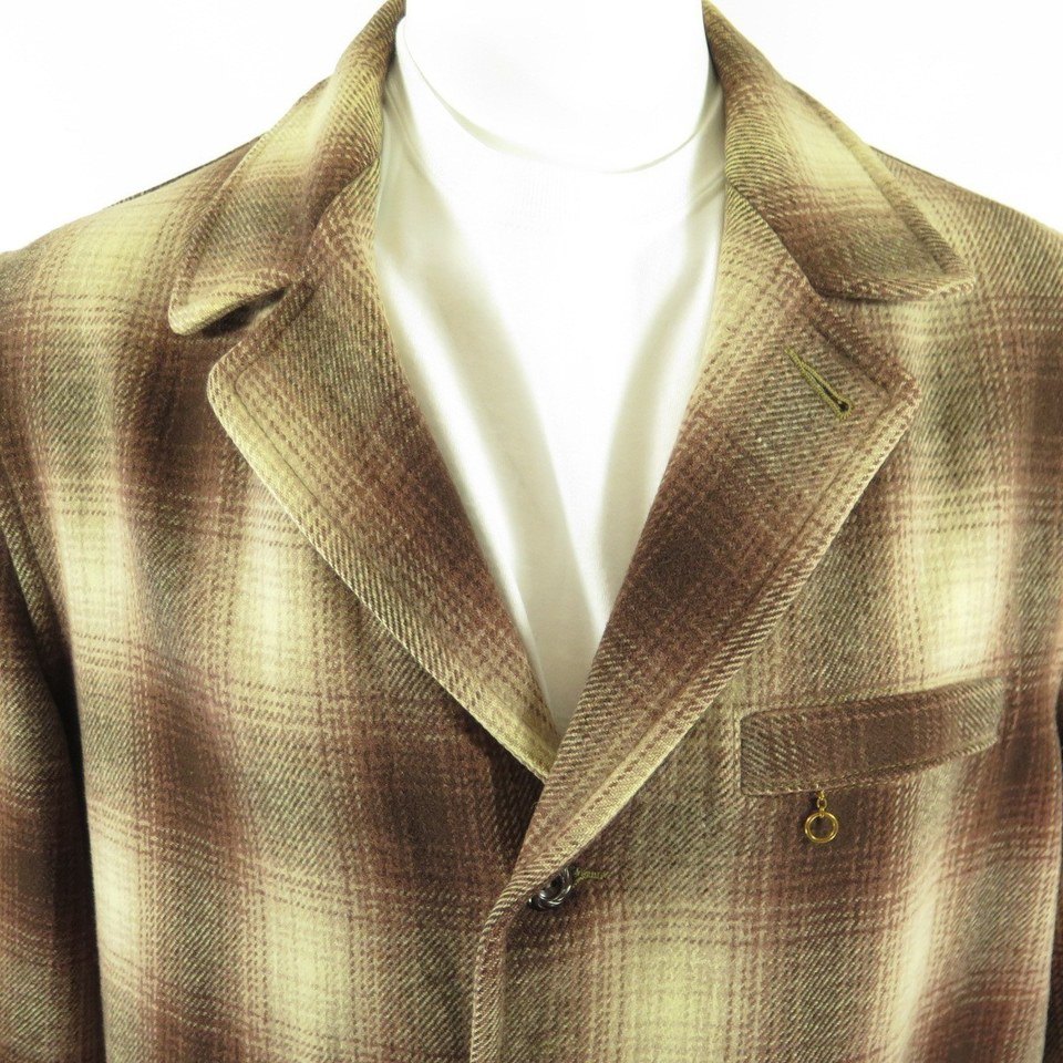 Vintage 40s Merrill Woolens Shadow Plaid Wool Western Jacket L | The ...