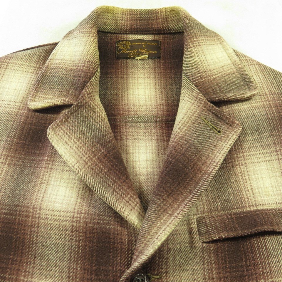 Vintage 40s Merrill Woolens Shadow Plaid Wool Western Jacket