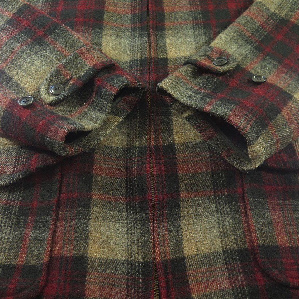 Vintage 80s Polo Plaid Wool Jacket Ralph Lauren L Center Zip Hood