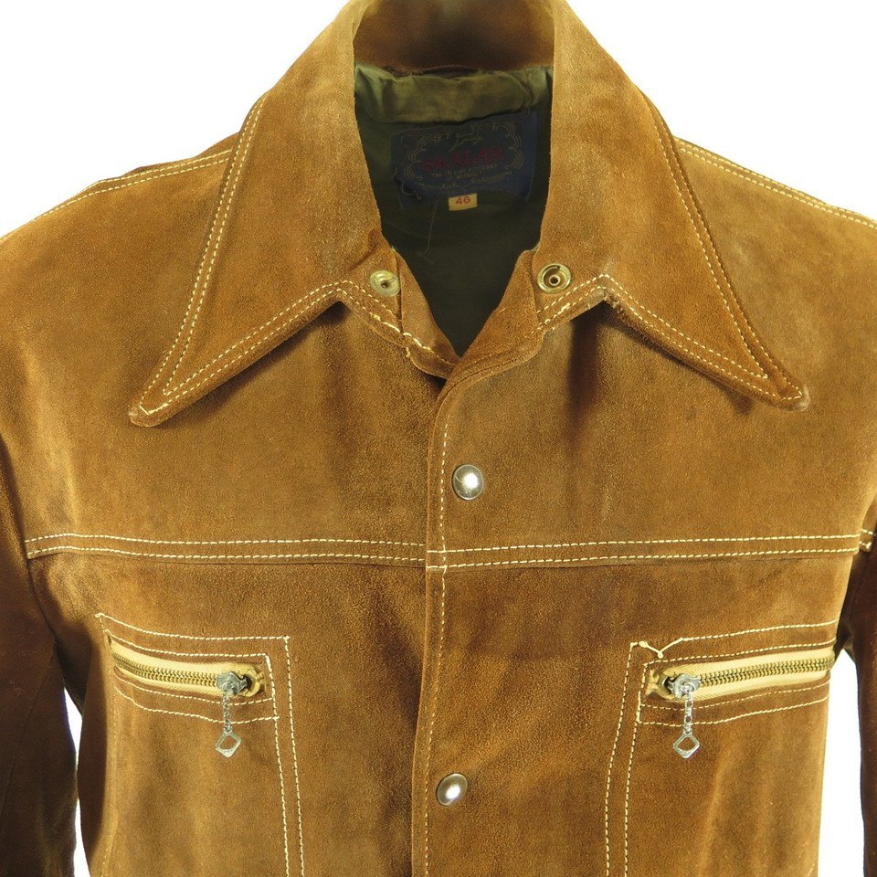 Vintage 50s Suede Leather D Pockets Jacket Mens 46 Work Rockabilly ...