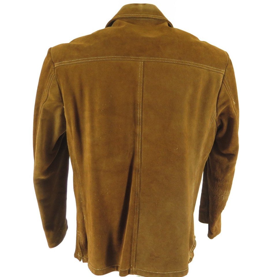Vintage 50s Suede Leather D Pockets Jacket Mens 46 Work 