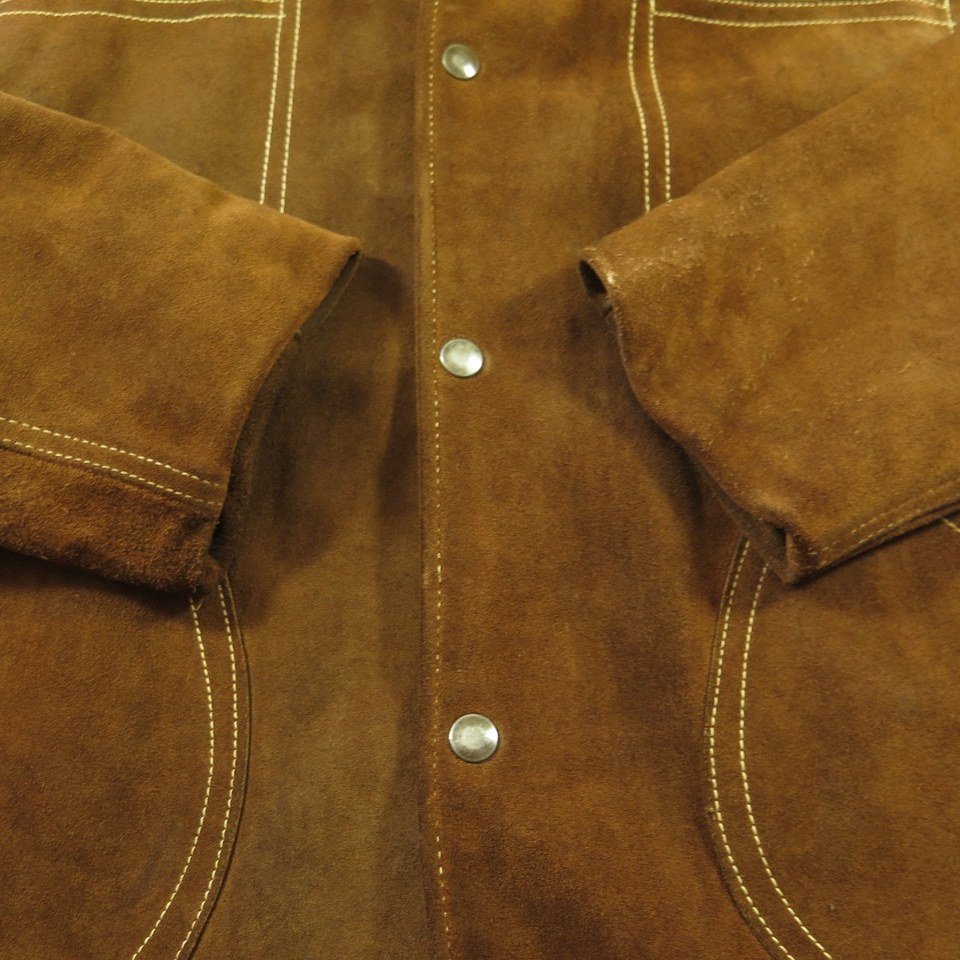 Vintage 50s Suede Leather D Pockets Jacket Mens 46 Work Rockabilly ...