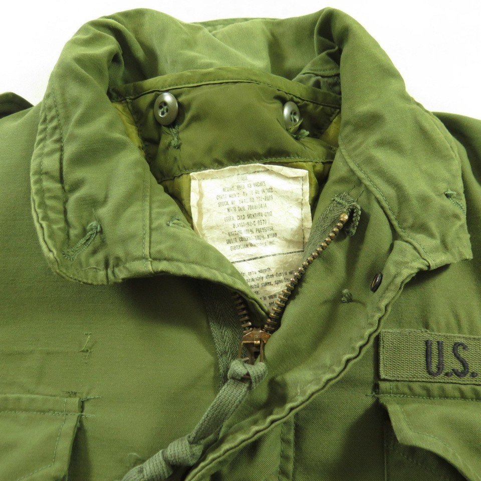 Vintage 70s M-65 Seabees Field Jacket M Long w Liner Navy OG-107 Sateen ...