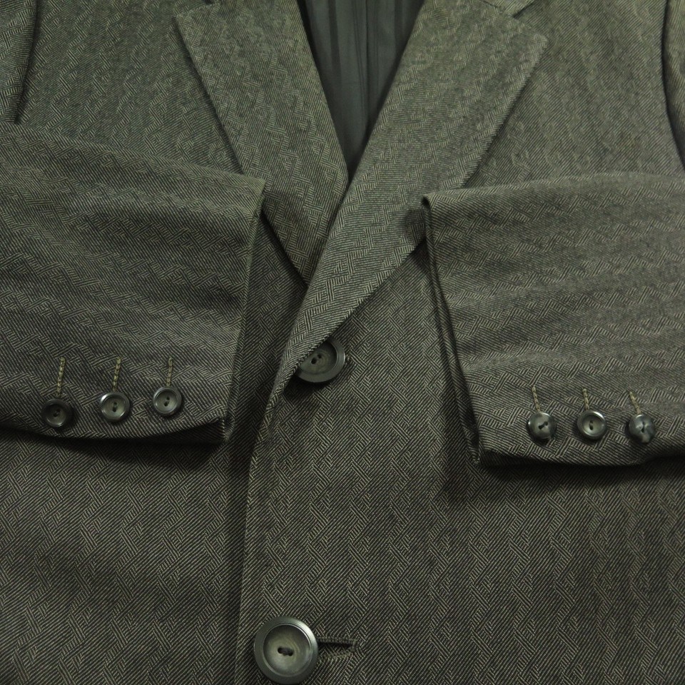 Vintage 50s Herringbone Wool Coat Overcoat 44 R Gray Rare Weave Pattern ...