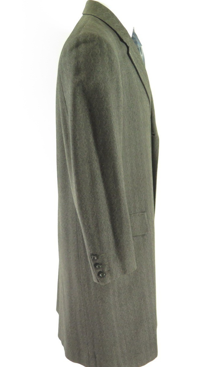 Vintage 50s Herringbone Wool Coat Overcoat 44 R Gray Rare Weave Pattern ...