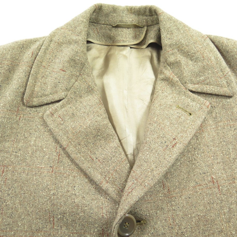 Vintage 50s Nubby Fleck Wool Overcoat Coat 42 R Union Made Ricky Style ...