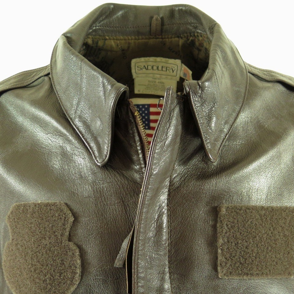 Vintage s Goatskin Leather A Flight Jacket Mens  Map Liner