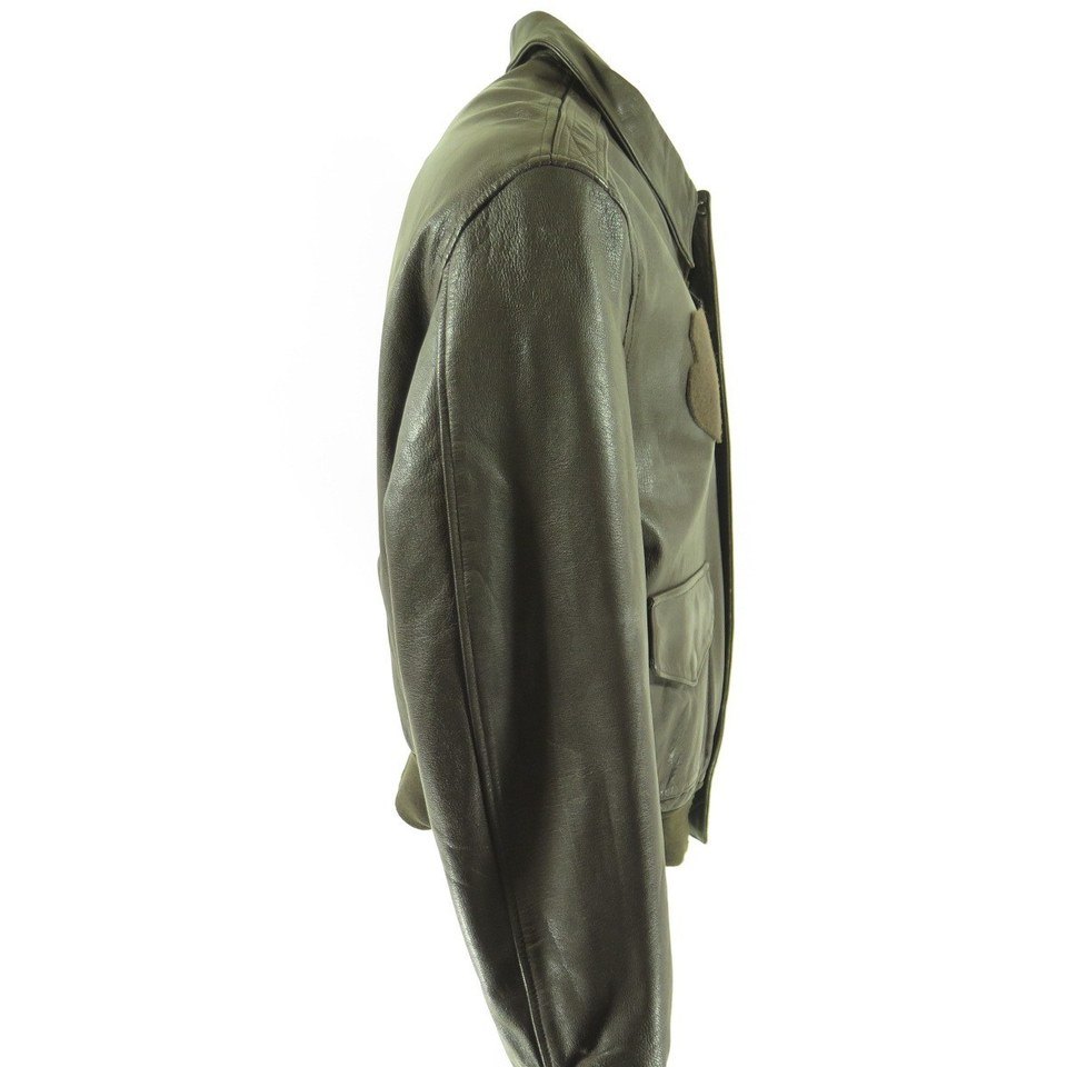Vintage 90s Goatskin Leather A-2 Flight Jacket Mens 46 Map