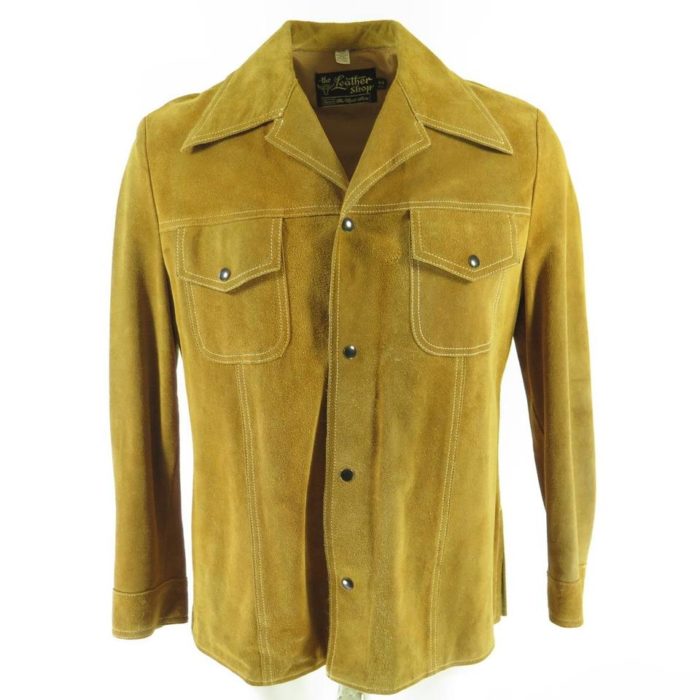 Vintage 70s Suede Shirt Jacket Mens 44 Sears Leather Shop Western