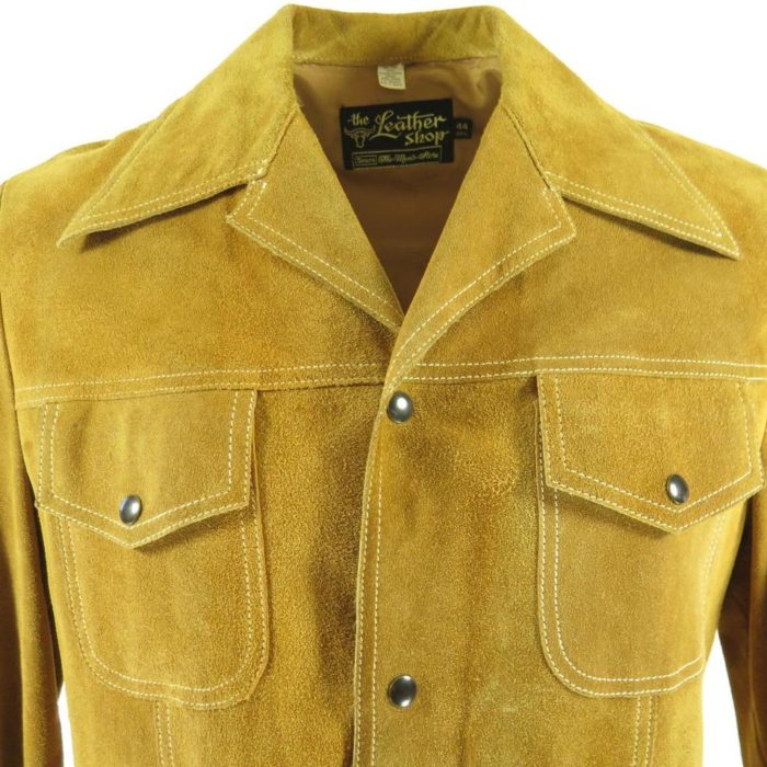 Vintage 70s Suede Shirt Jacket Mens 44 Sears Leather Shop Western 