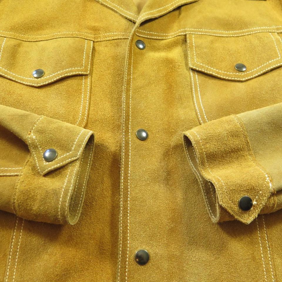 Vintage 70s Suede Shirt Jacket Mens 44 Sears Leather Shop Western | The ...