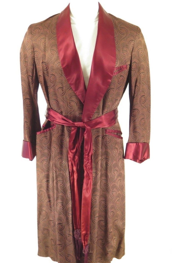 Vintage 40s Iridescent Silk Robe Brown Men L Smoking Lounge Wear ...