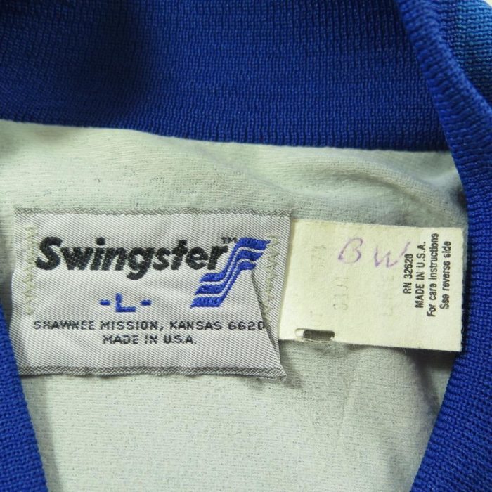 Vintage 80s Goodyear Jacket Mens L Safety Team Shiny Blue Satin ...