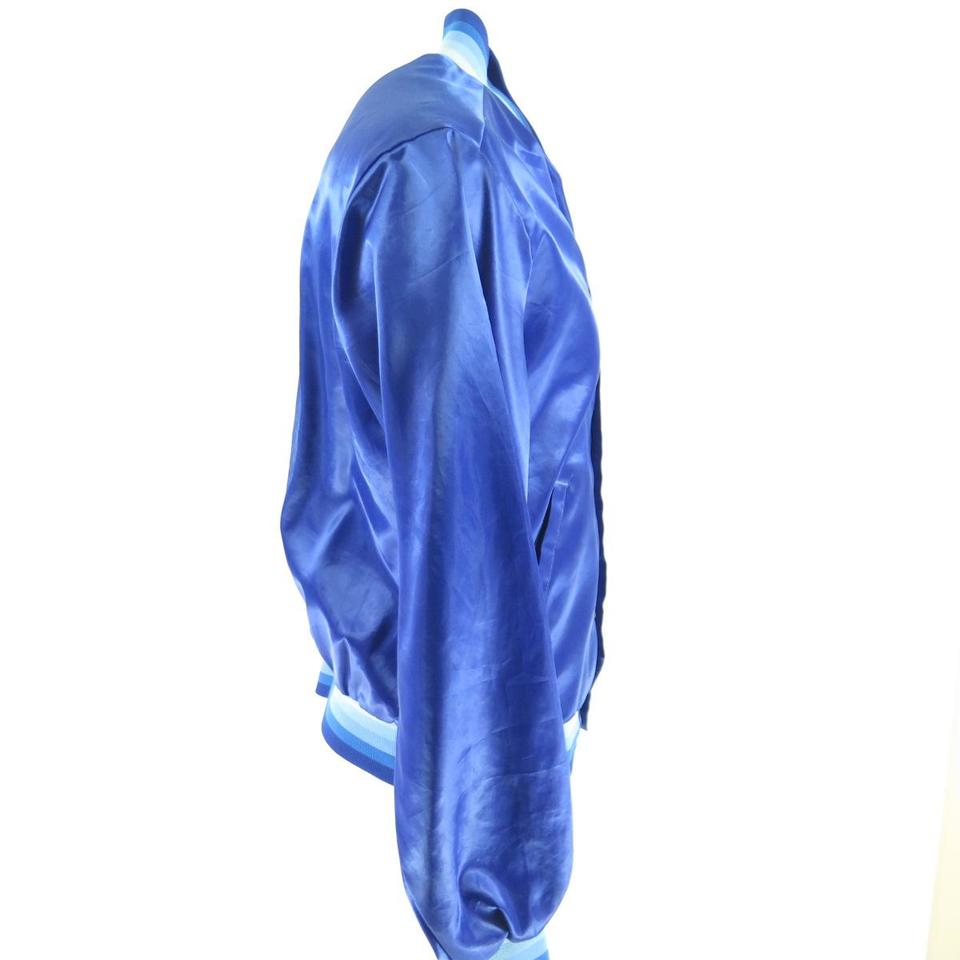 Vintage 80s Goodyear Jacket Mens L Safety Team Shiny Blue Satin 