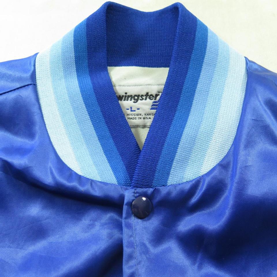 Vintage 80s Goodyear Jacket Mens L Safety Team Shiny Blue
