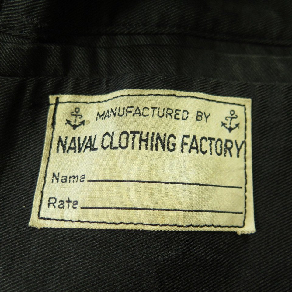 U.S. NAVAL CLOTHING FACTORY カバーオール 38 Vintage 40s WW2 Naval Factory Embroidered Tag 10 Button Pea