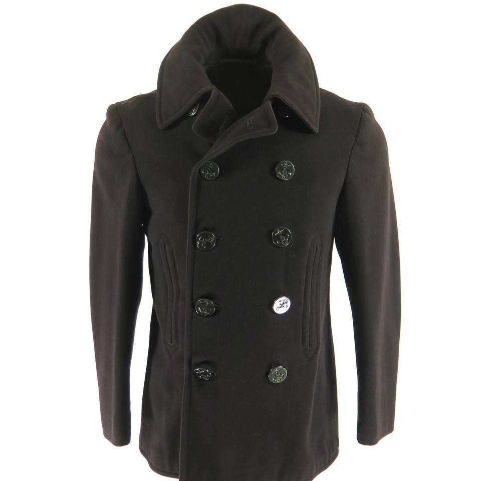 Vintage 40s WWII Melton 10 Button USN Pea Coat Peacoat 36 | The