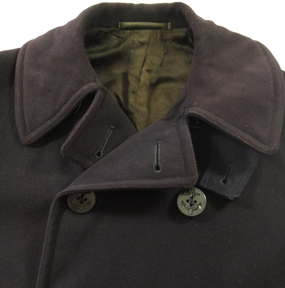 Men US Navy 10 Button Wool Blue Pea Coat Style #MP72132 Size