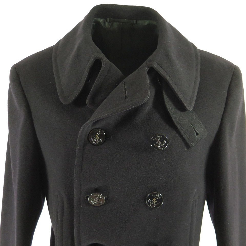 Vintage 40s WWII Melton Wool 10 Button Peacoat 40 | The Clothing Vault