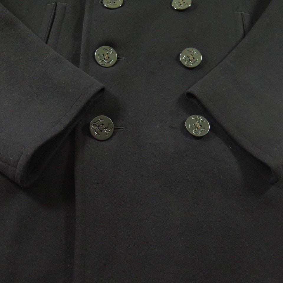 Vintage 40s WWII Melton Wool 10 Button Peacoat 40 | The Clothing Vault