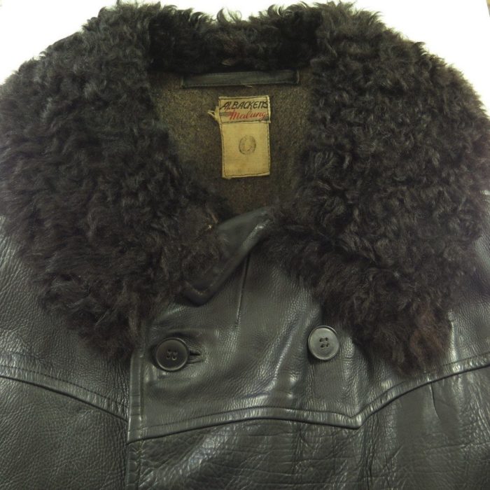 Vintage 40s WWII Swedish Horsehide Leather Coat XL Curly Lambskin ...