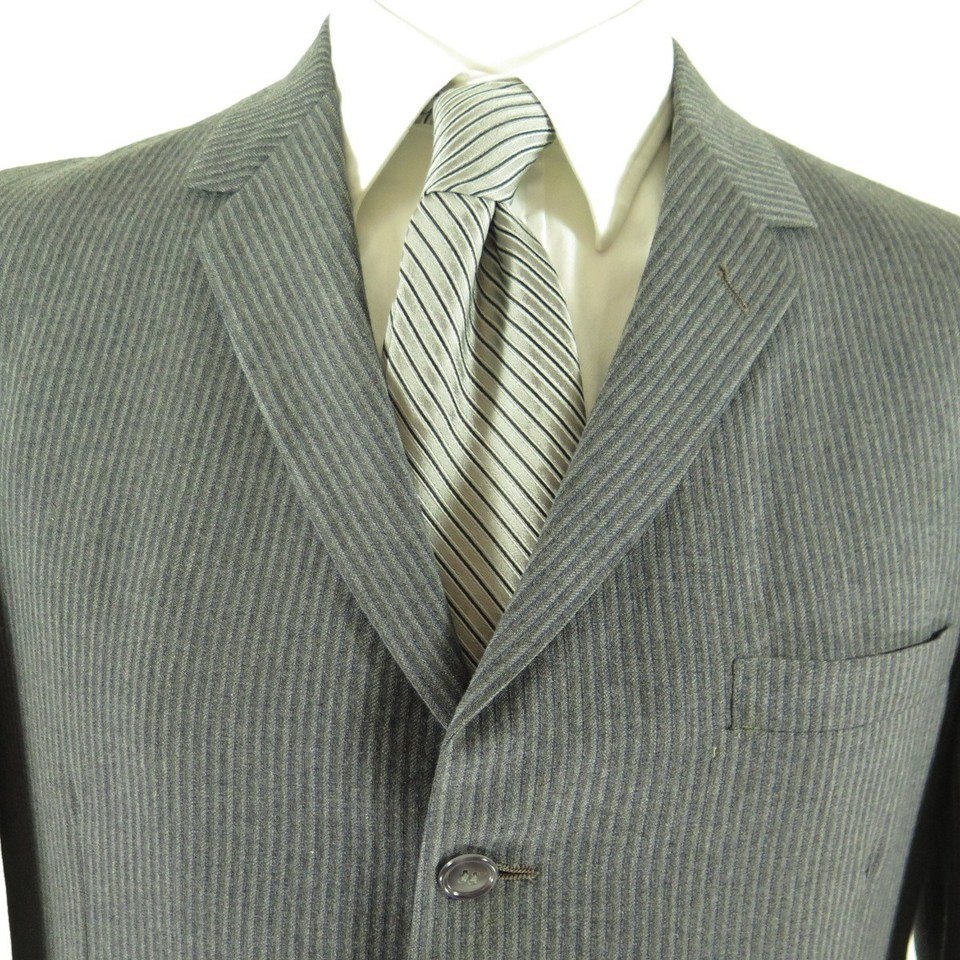 Vintage 50s Pin Stripe Suit Jacket 40 R Pants 36 x 28 Wool Union