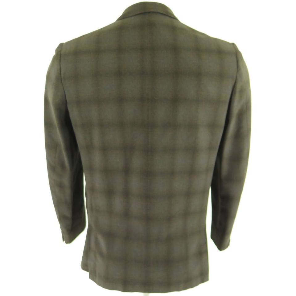 Vintage 60s Mod Sport Coat Jacket Men 40 Shadow Plaid Wool Classic