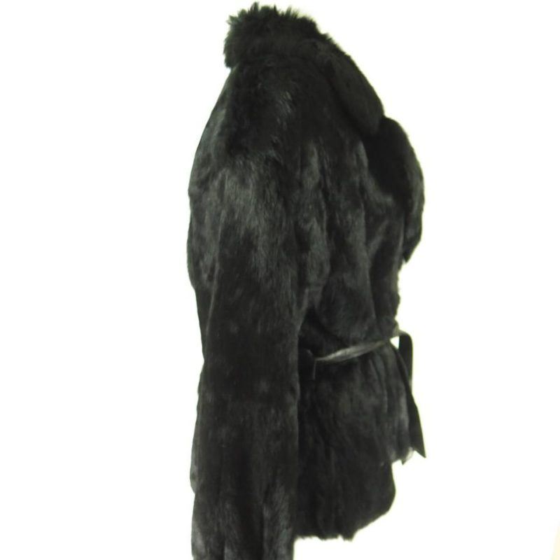 Vintage 90s Real Black Noir Fur Coat Womens XL Soft Rabbit Belted | The ...