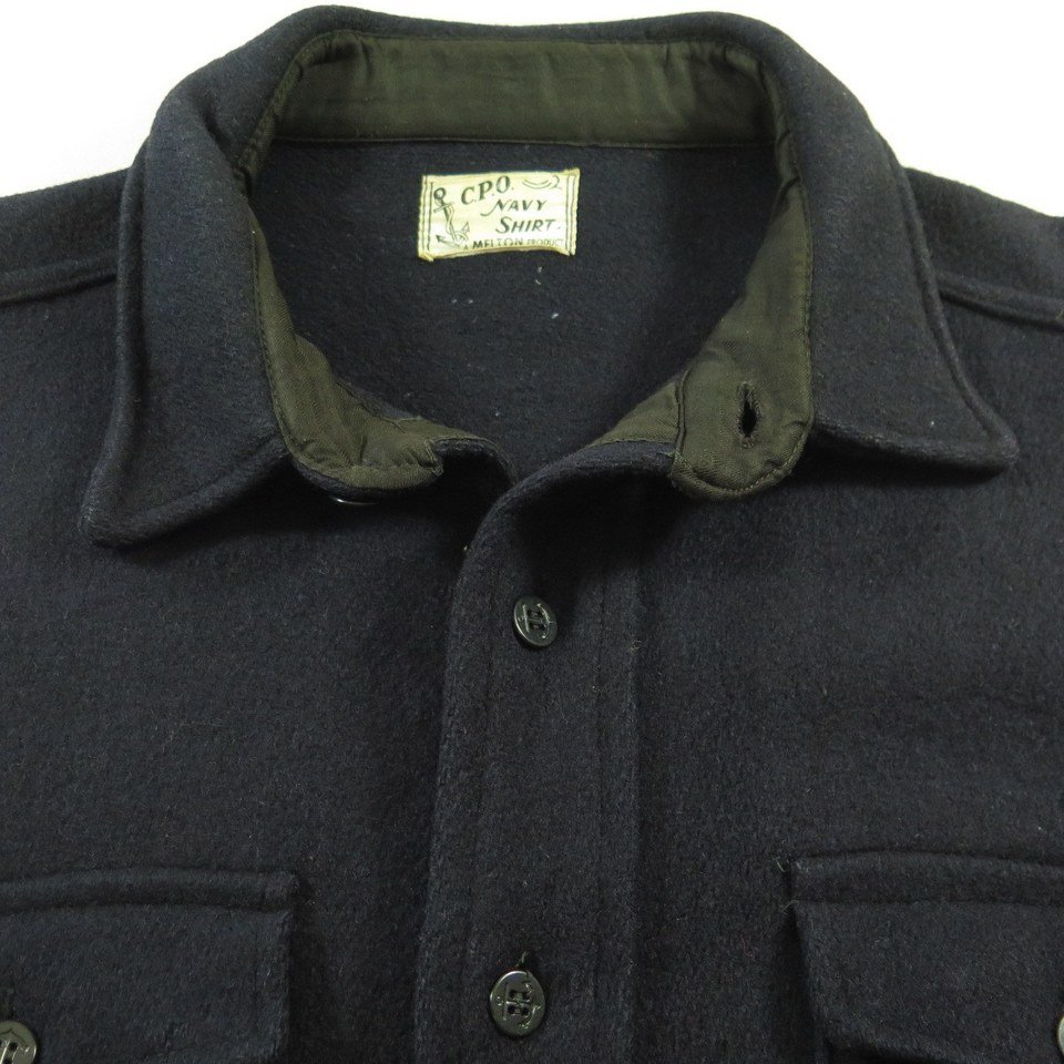 Vintage 50s Melton Military Naval Wool CPO Casual Shirt Mens XL | The ...