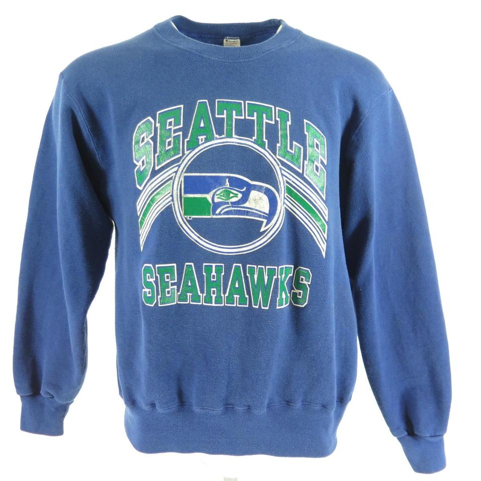 Seattle Seahawks Sweatshirt Men's Vintage Crew Neck Sweatshirt New Blue 