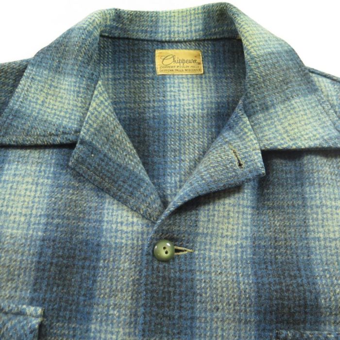 Vintage 50s Chippewa Wool Coat Jacket L Shadow Plaid Deadstock