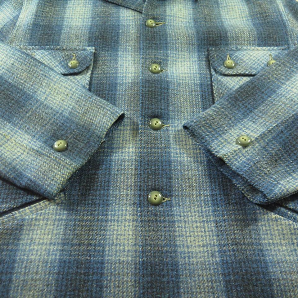 Vintage 50s Chippewa Wool Coat Jacket L Shadow Plaid Deadstock Bakelite ...