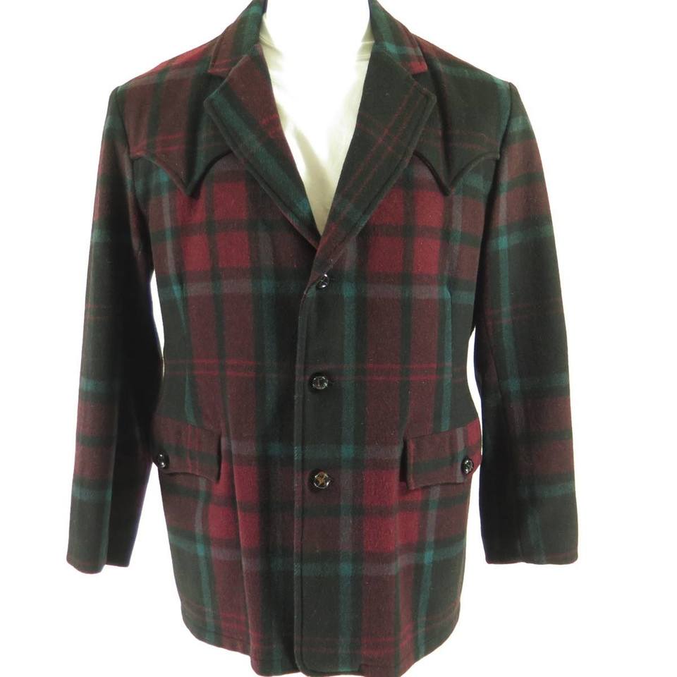 Vintage 50s Field Stream Jacket Mens 44 Western Yoke Wool Plaid Coat | The  Clothing Vault