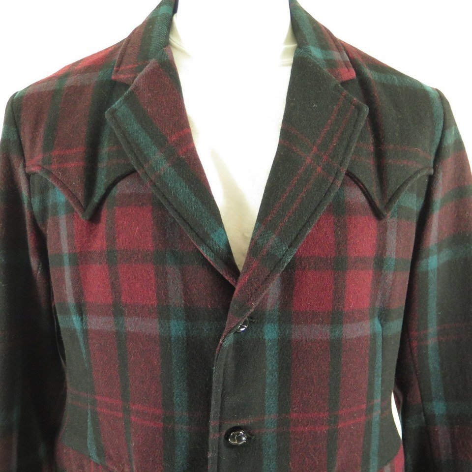 Vintage 50s Field Stream Jacket Mens 44 Western Yoke Wool Plaid Coat | The  Clothing Vault