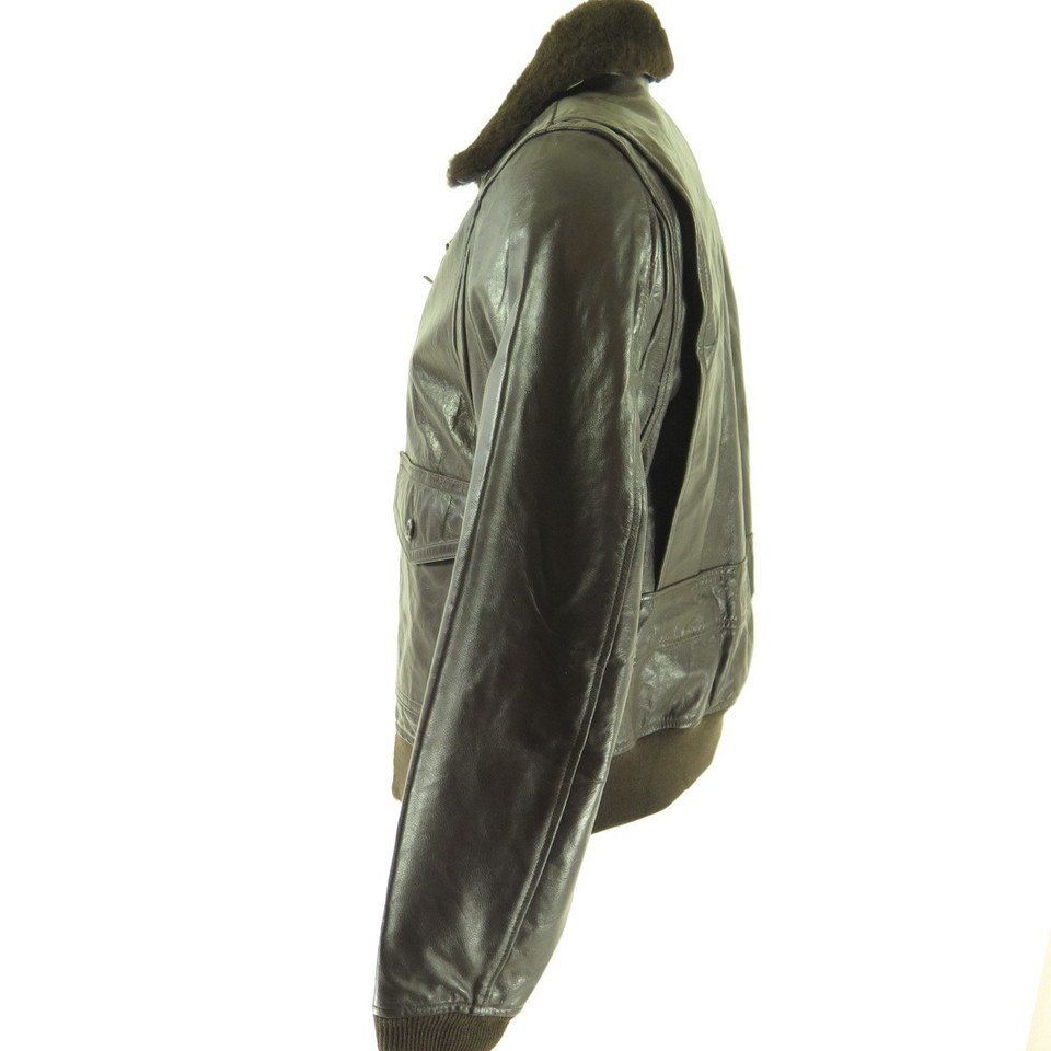 Vintage 80s G-1 Leather Bomber Flight Jacket 44 Large Deadstock San Diego |  The Clothing Vault