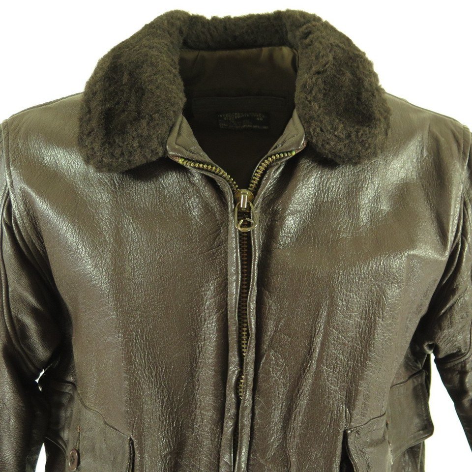 Vintage 70s Leather G1 Jacket 46 XL or Large Goatskin Bomber Flight