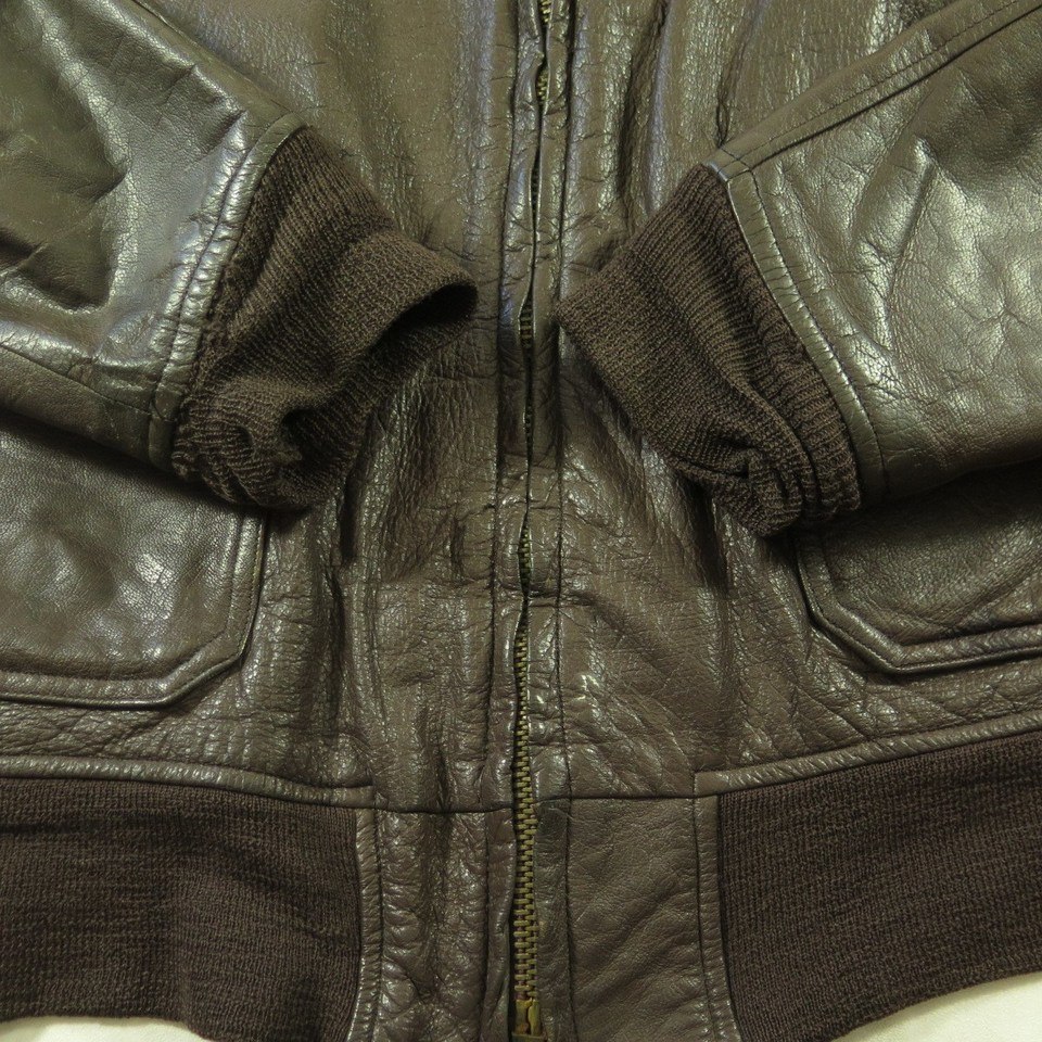 Vintage 70s Leather G1 Jacket 46 XL or Large Goatskin Bomber Flight