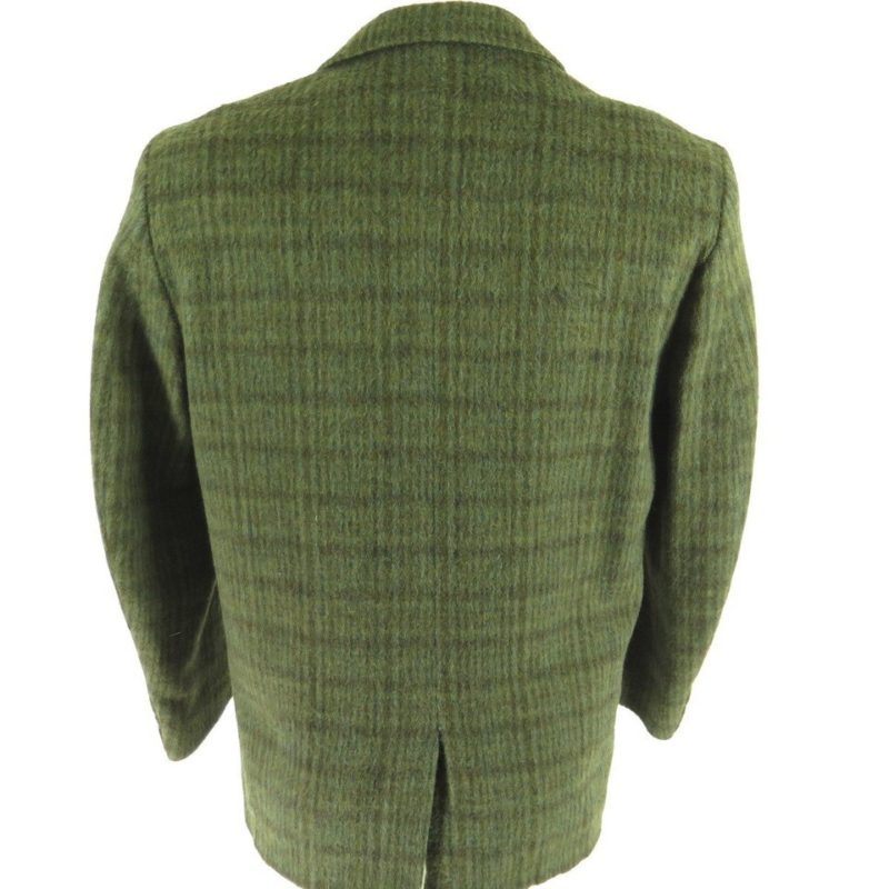 Vintage 60s Plaid Wool Sport Coat Jacket 44 R USA Made Green Angled ...