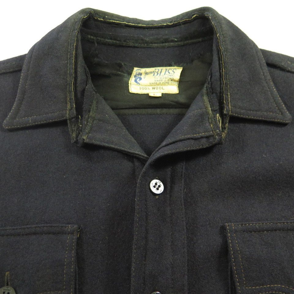 Vintage 50s CPO Shirt Mens XL Wool Navy Anchor Buttons Sailor Patch ...