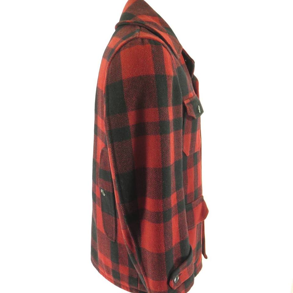 Vintage 30s Malone Buffalo Plaid Hunting Jacket Mens 38 Wool Red Black ...