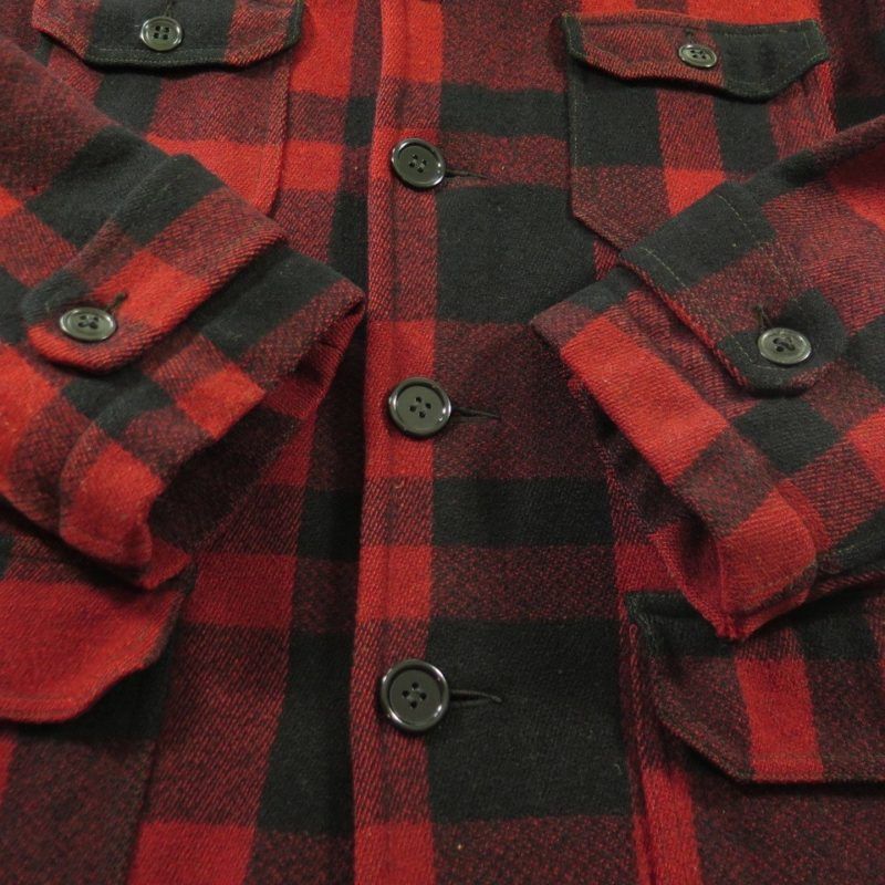 Vintage 30s Malone Buffalo Plaid Hunting Jacket Mens 38 Wool Red Black ...