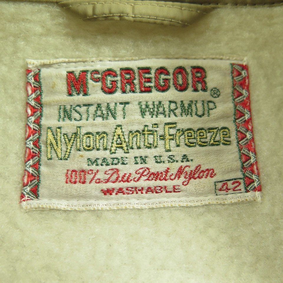 Vintage 50s McGregor Anti Freeze Jacket Men 42 Instant Warm Up DuPont Shell  | The Clothing Vault