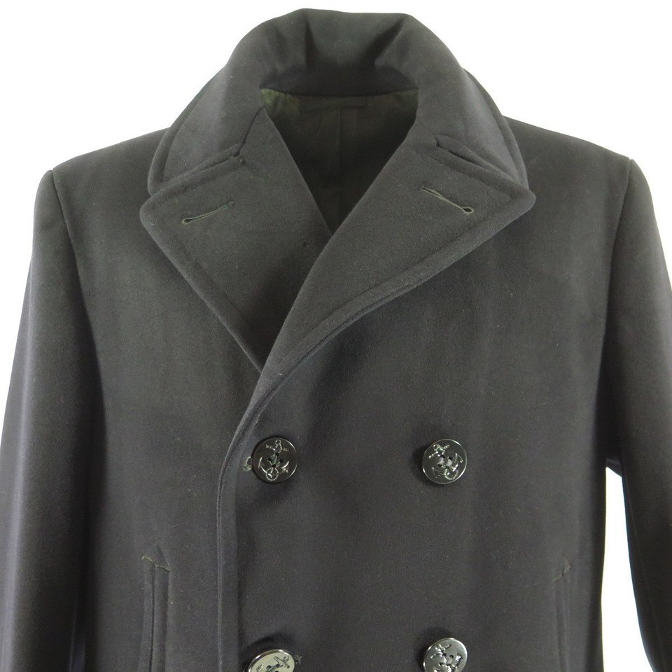 Vintage 40s Wool Navy Pea Coat Peacoat 44 R Post WWII Stenciled ...