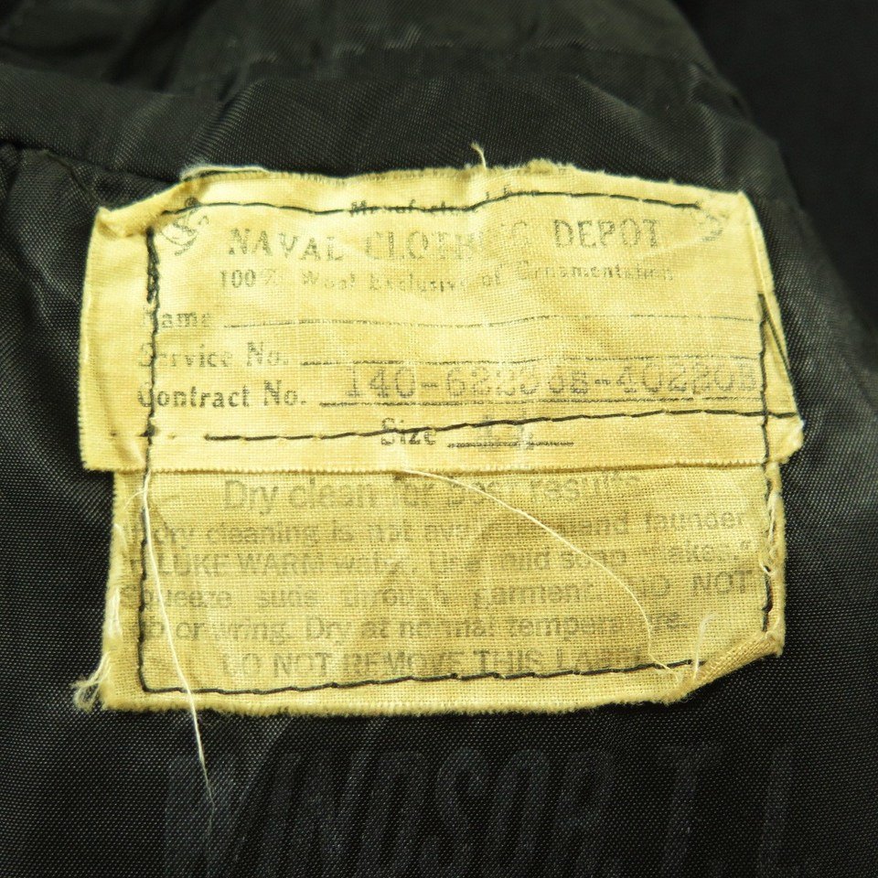 Vintage 40s Wool Navy Pea Coat Peacoat 44 R Post WWII Stenciled ...