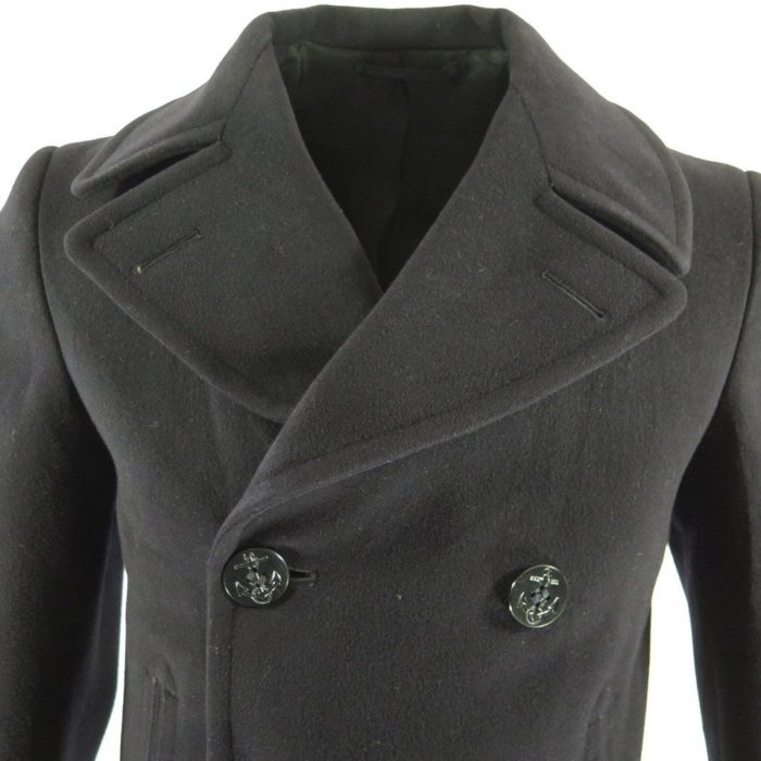 Vintage 60s Kersey Wool 8 Button Peacoat Mens 34 Corduroy Pockets ...