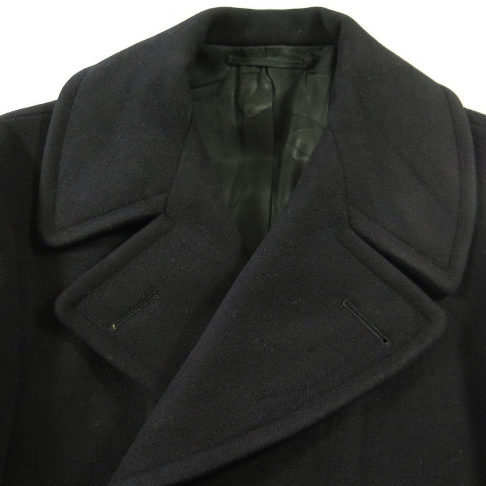 Vintage 60s Kersey Wool 8 Button Peacoat Mens 34 Corduroy Pockets ...