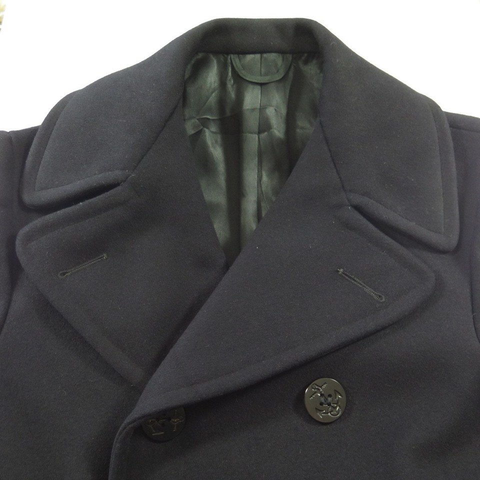 Vintage 60s Kersey Wool 8 Button Peacoat Mens 34 Vietnam Era Pea Coat ...