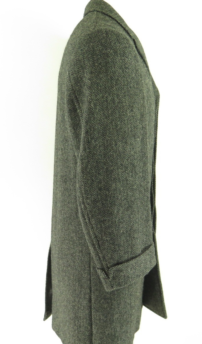 Vintage 50s Herringbone Wool Overcoat Coat 40 Regular Medium Union Made ...